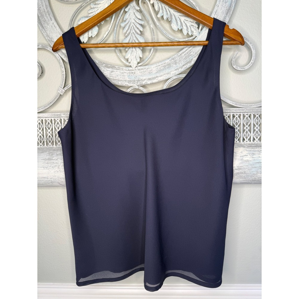 VTG 90's Jones & Co Womens Navy Blue Scoop Neck Sleeveless Blouse Tank Size 14